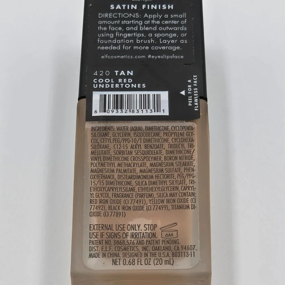 E.L.F. Flawless Satin Foundation Oil-Free Medium Coverage 83113 #420 Tan 0.68 Fl